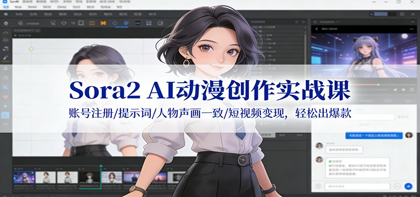 Sora2 AI动漫创作实战课:账号注册/提示词/人物声画一致/短视频变现,轻松出爆款互联网行业-互联网创业-创业网-知识创造价值 新生无限可能网创星球