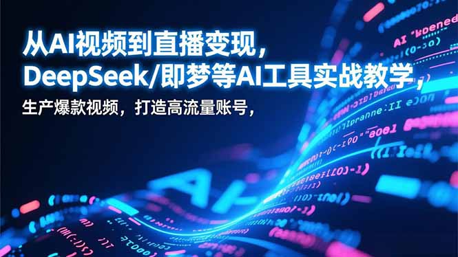 从AI视频到直播变现,DeepSeek/即梦等AI工具实战教学,生产爆款视频,打造高流量账号-牛创网