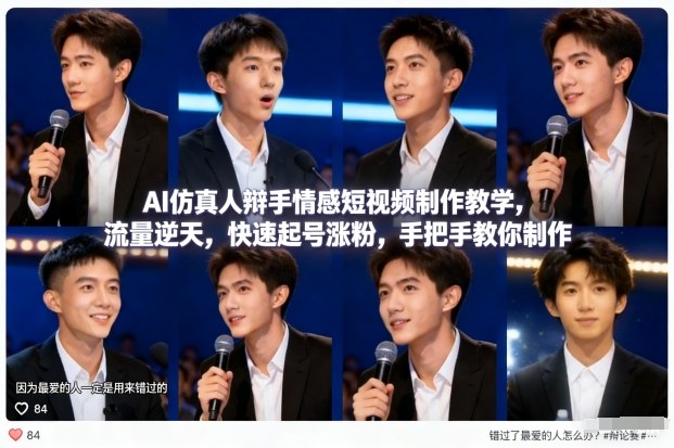 AI仿真人辩手情感短视频制作教学,流量逆天,快速起号涨粉,手把手教你制作-东方学社-专注互联网创业,知识付费,副业轻创