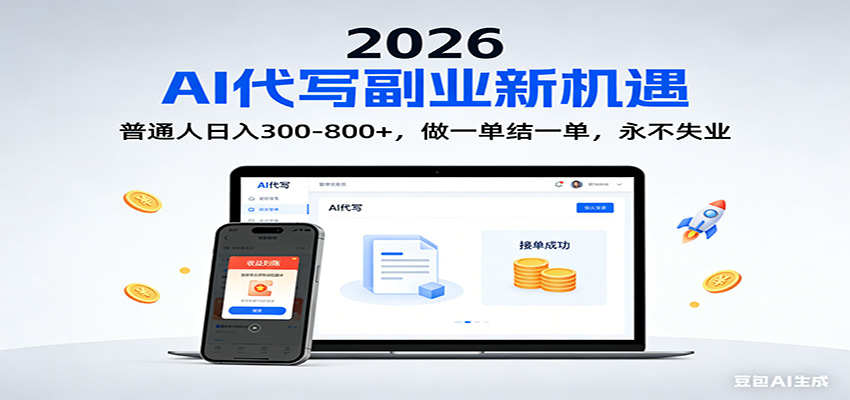 2026 副业首选!AI 代写日入 300-800,普通人0门槛,做一单结一单!-轻创终点站