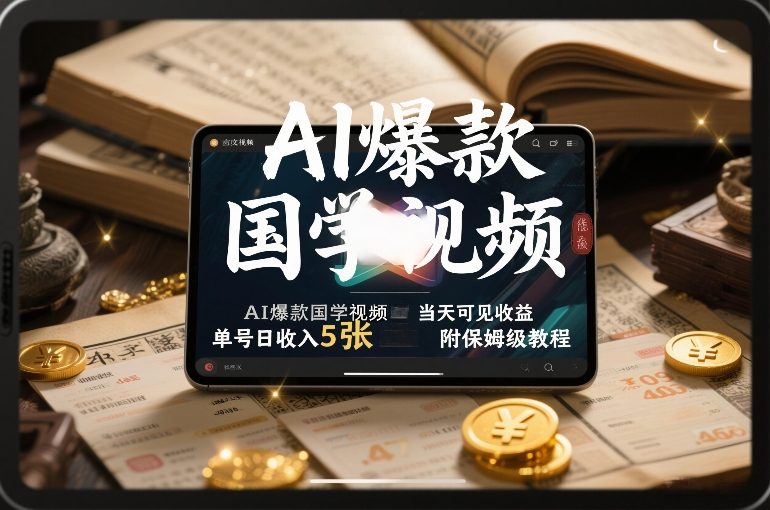 AI爆款国学视频,独家起号方法,小白直接上手,当天可见收益,单号日收入5张+附保姆级教程-轻创终点站