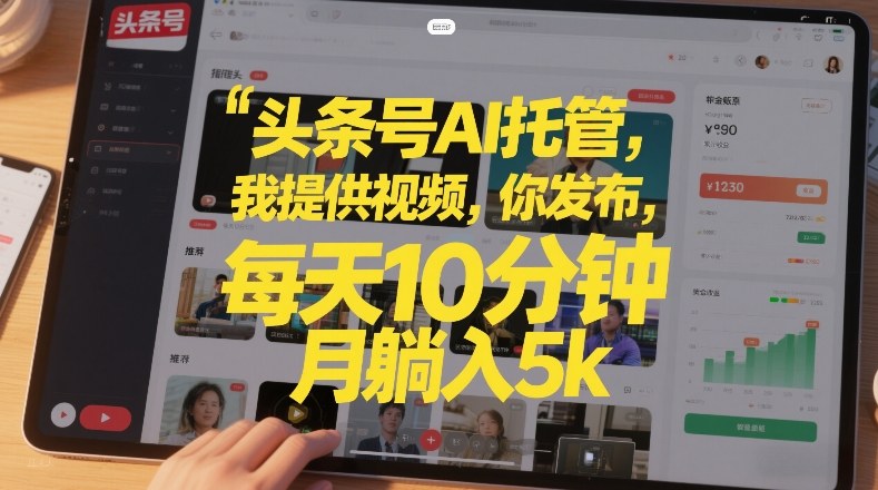 头条号AI托管，我提供视频，你发布，每天10分钟，月躺入5k+【揭秘】-轻创终点站