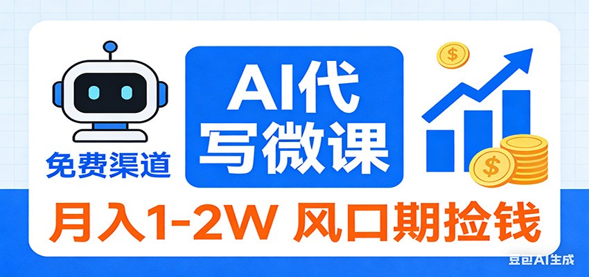 2026告别打工！AI 代写微课，提供免费渠道，月入 1-2W 风口期捡钱-轻创终点站
