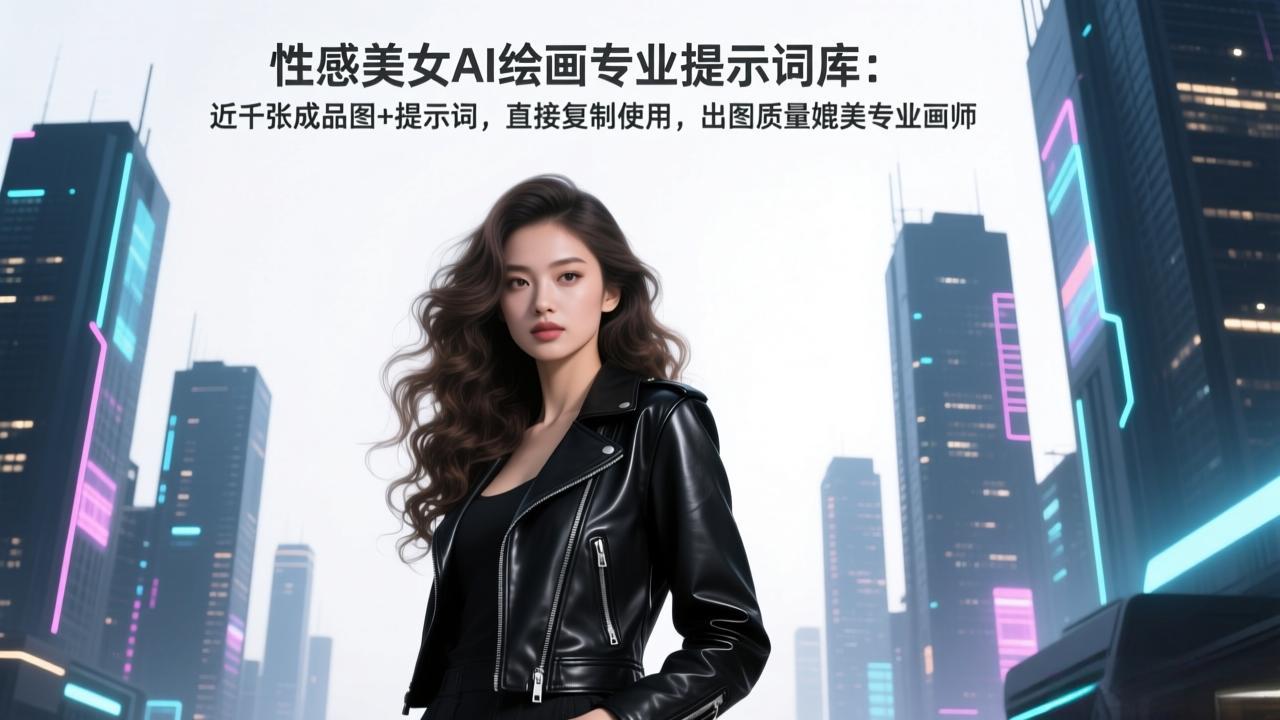 性感美女AI绘画专业提示词库：近千张成品图+提示词，直接复制使用，出图质量媲美专业画师-轻创终点站