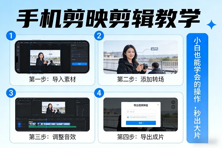 手机剪映剪辑教学，小白也能学会的操作，秒出大片-轻创终点站