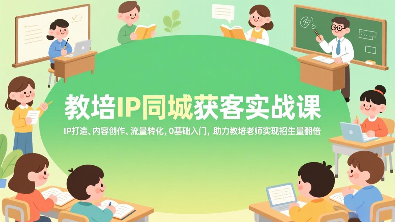 教培IP同城获客实战课，IP打造、内容创作、流量转化，0基础入门，助力教培老师实现招生量翻倍-轻创终点站