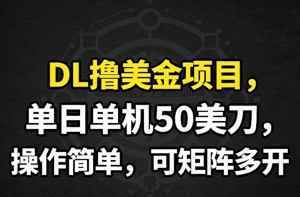 DL撸美金项目，单日单机50美刀，操作简单，可矩阵多开-轻创终点站
