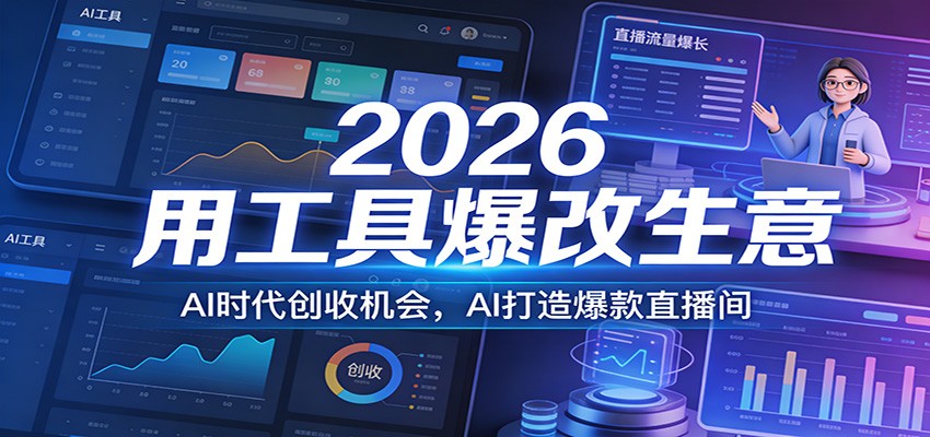 2026用工具爆改生意，AI时代创收机会，AI打造爆款直播间-轻创终点站