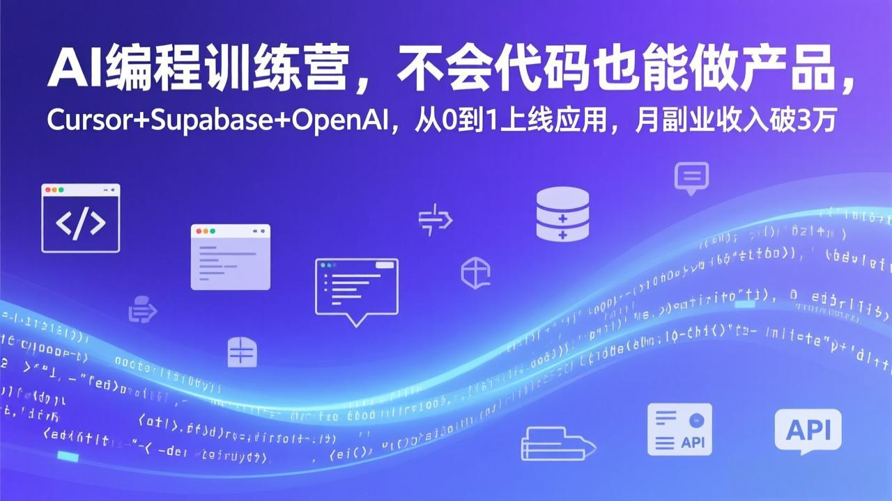 AI编程训练营，不会代码也能做产品，Cursor+Supabase+OpenAI，从0到1上线应用，月副业收入破3万-轻创终点站