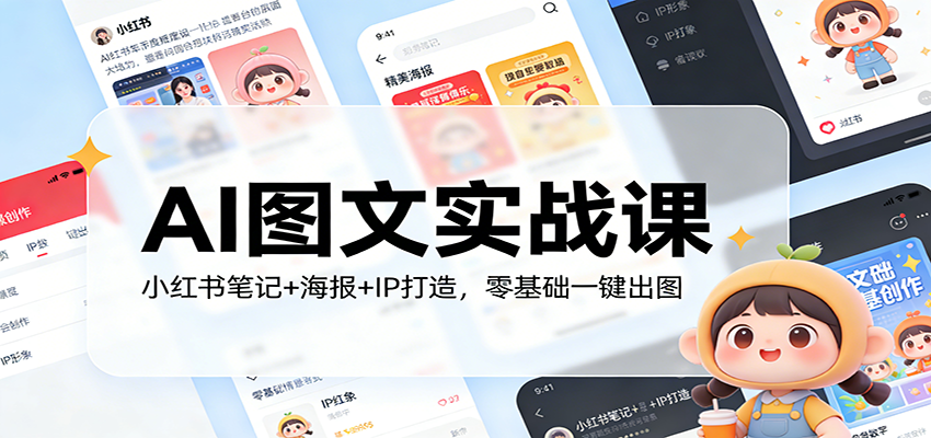 AI图文实战课：小红书笔记+海报+IP打造，零基础一键出图-轻创终点站
