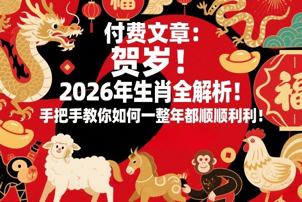 付费文章：贺岁！2026年生肖全解析！手把手教你如何一整年都顺顺利利！-轻创终点站