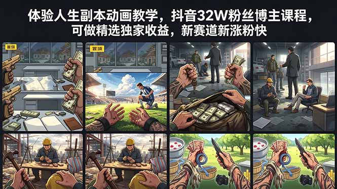 体验人生副本动画教学， 抖音32W粉丝博主课程，可做精选独家收益，新赛道新涨粉快-网创猫
