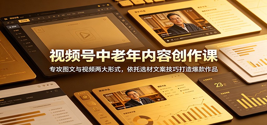 视频号中老年内容创作课：专攻图文与视频两大形式，依托选材文案技巧打造爆款作品-网创猫