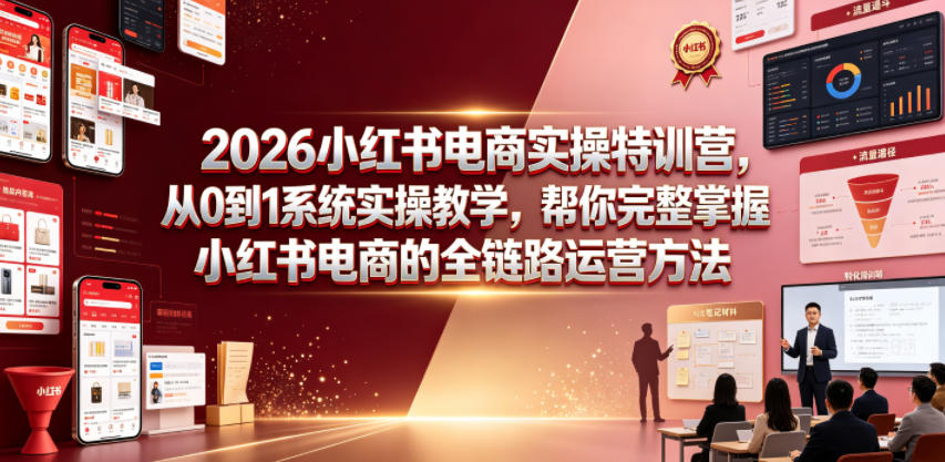 2026小红书电商实操特训营,从0到1系统实操教学,帮你完整掌握小红书电商的全链路运营方法-知拾光-汇聚优质知识,拾获理想前程。