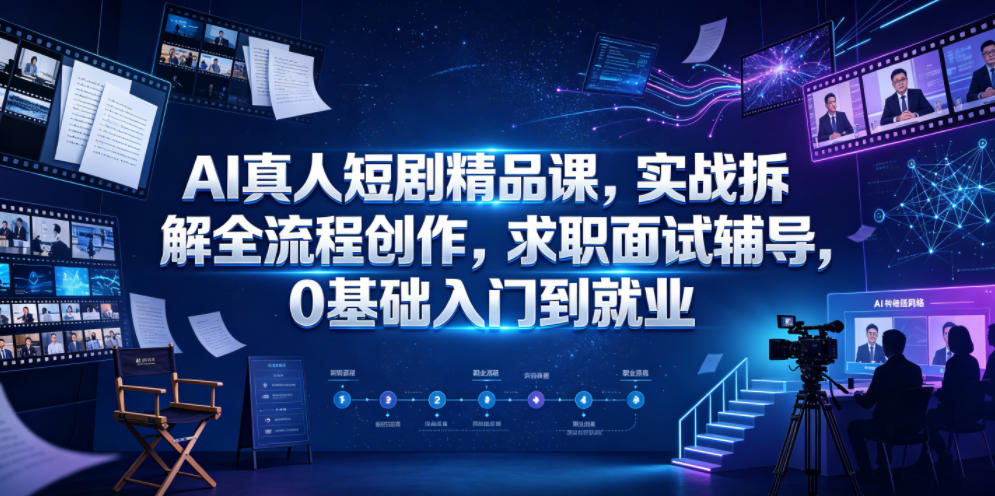 AI真人短剧精品课,实战拆解全流程创作,求职面试辅导,0基础入门到就业-知拾光-汇聚优质知识,拾获理想前程。