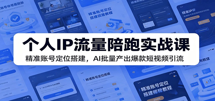 个人IP流量陪跑实战课:精准账号定位搭建,AI批量产出爆款短视频引流-青年云网创—高质量项目商城