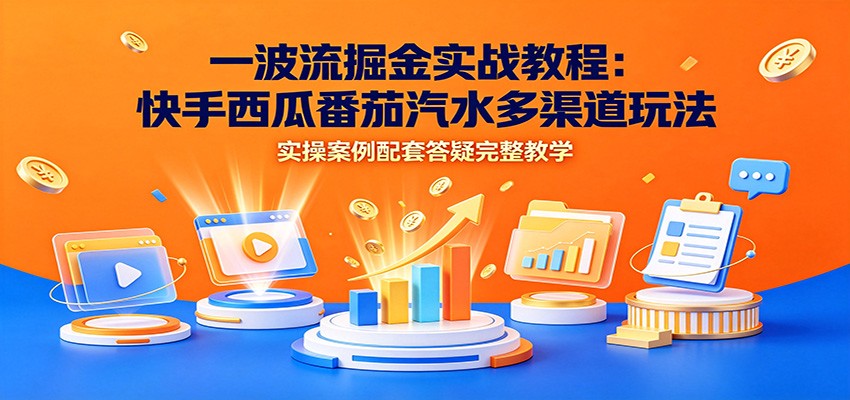 一波流掘金实战教程:快手西瓜番茄汽水多渠道玩法,实操案例配套答疑完整教学-牛创网