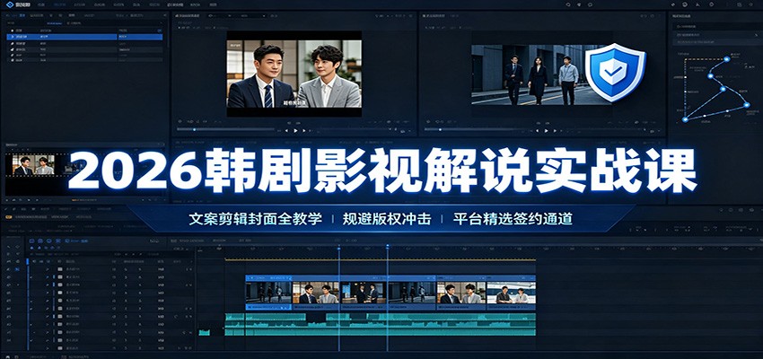 2026韩剧影视解说实战课:文案剪辑封面全教学,规避版权冲击平台精选签约通道-轻创星学院_副业资源库:每日更新自媒体运营与创业教程