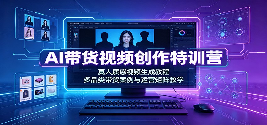 AI带货视频创作特训营:真人质感视频生成教程,多品类带货案例与运营矩阵教学-安小熙网创平台