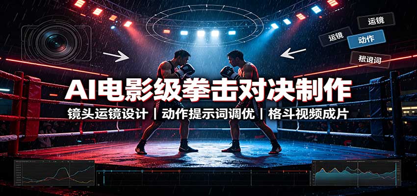 AI电影级拳击对决制作:镜头运镜设计,动作提示词调优,格斗视频成片-细水创业邦