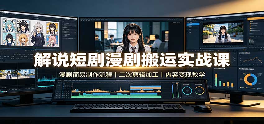 解说短剧漫剧搬运实战课:漫剧简易制作流程,二次剪辑加工,内容变现教学-细水创业邦