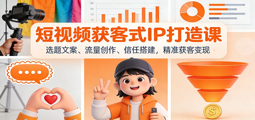 短视频获客式IP打造课：选题文案、流量创作、信任搭建，精准获客变现-轻创终点站