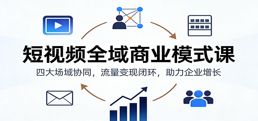 短视频全域商业模式课：四大场域协同，流量变现闭环，助力企业增长-轻创终点站