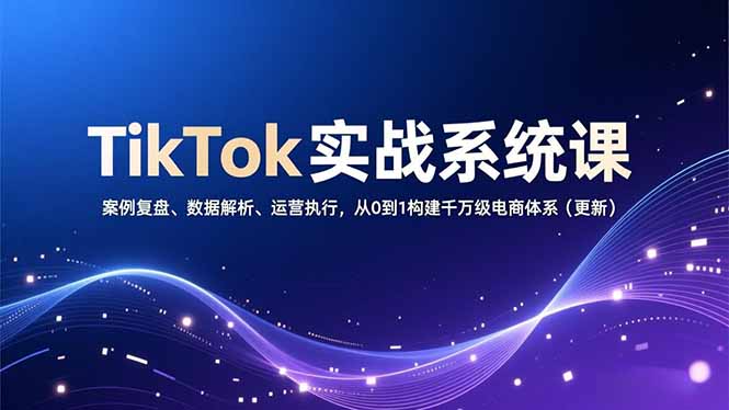 TikTok实战系统课，案例复盘、数据解析、运营执行，从0到1构建千万级电商体系（更新）-轻创终点站