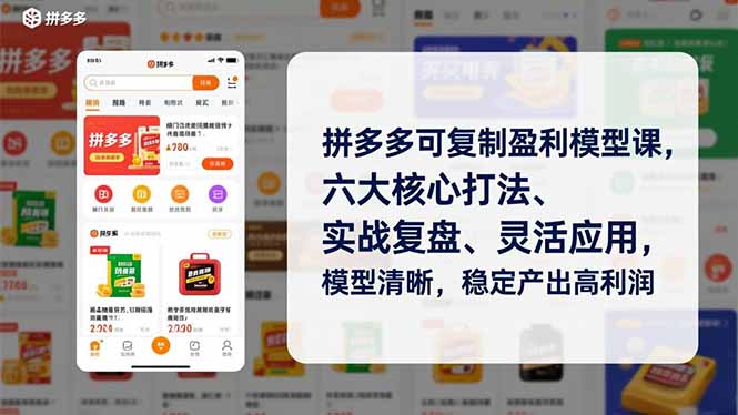 拼多多可复制盈利模型课，六大核心打法、实战复盘、灵活应用，模型清晰，稳定产出高利润-轻创终点站