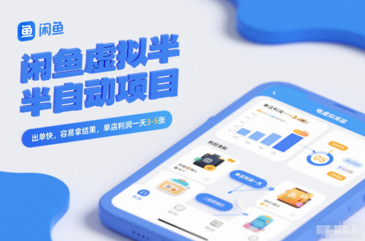 闲鱼虚拟半自动项目，出单快，容易拿结果，单店利润一天3-5张-轻创终点站