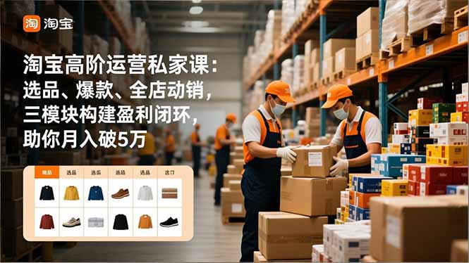 淘宝高阶运营私家课：选品、爆款、全店动销，三模块构建盈利闭环，助你月入破5万（更新12月）-轻创终点站