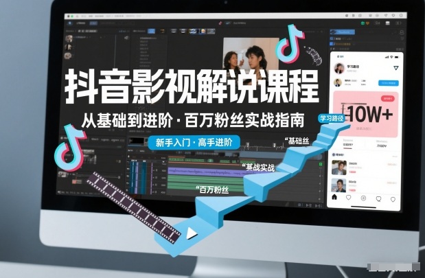 抖音百万粉丝影视解说课程，基础到进阶课，适合新手和进阶学习-轻创终点站