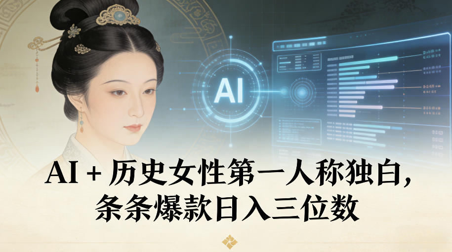 AI+历史女性第一人称独白，条条爆款日入三位数-轻创终点站