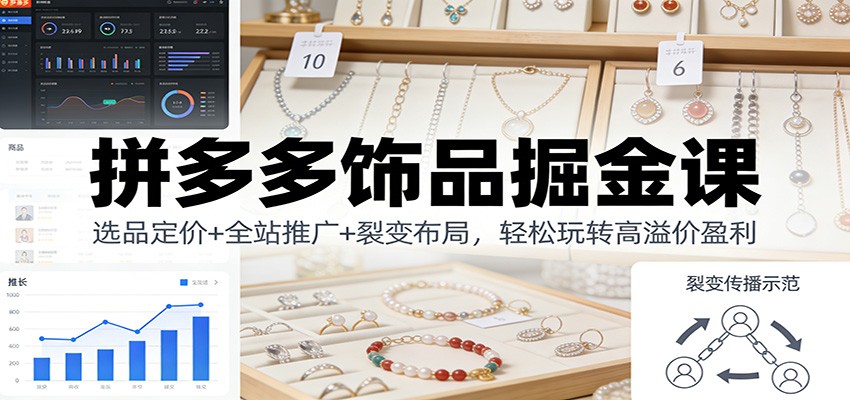 拼多多饰品掘金课：选品定价+全站推广+裂变布局，轻松玩转高溢价盈利-轻创终点站
