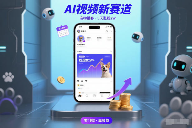AI视频新赛道，宠物播客仅注册5天涨粉2W，收益非常可观-轻创终点站