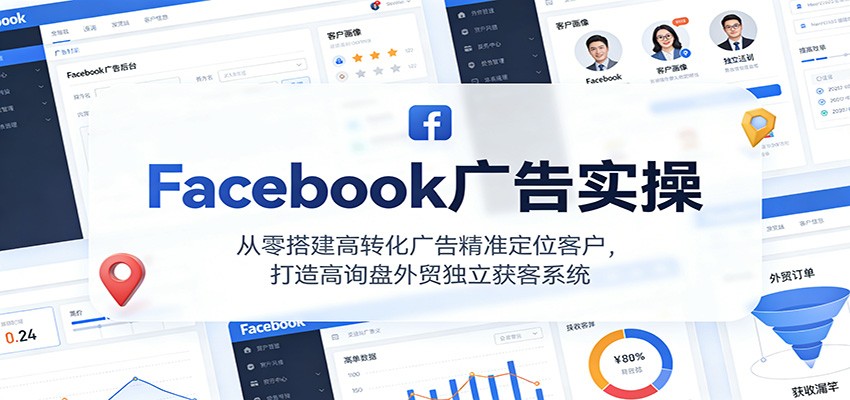 Facebook广告实操，从零搭建高转化广告精准定位客户，打造高询盘外贸独立获客系统-轻创终点站