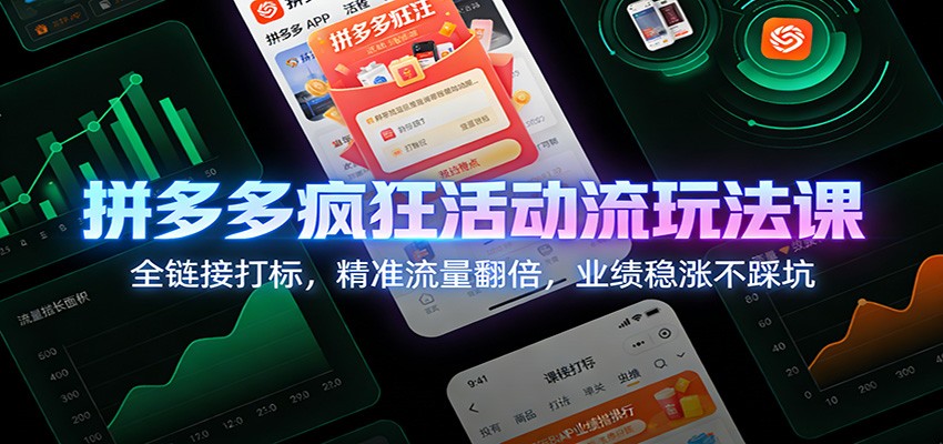 拼多多疯狂活动流玩法课：全链接打标，精准流量翻倍，业绩稳涨不踩坑-轻创终点站