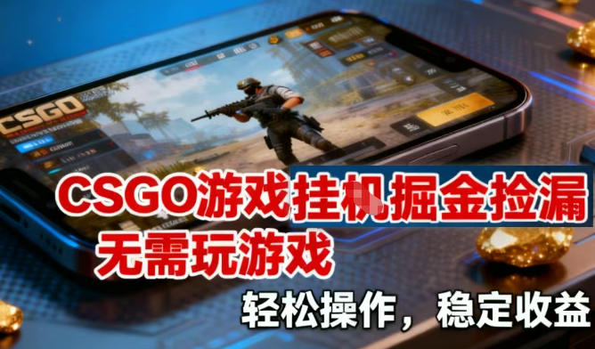 CSGO游戏挂G掘金捡漏，不需要玩游戏，操作简单，收益稳定-轻创终点站