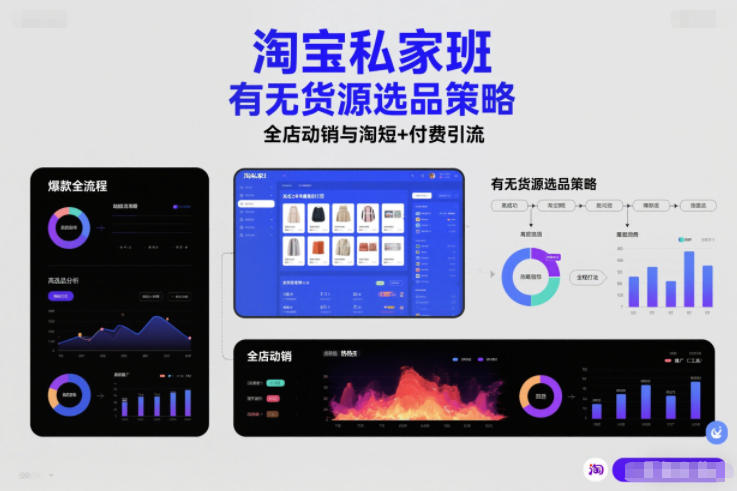 淘宝私家班,有无货源选品策略,高成功率爆款全流程打法,全店动销与淘短+付费引流-轻创终点站