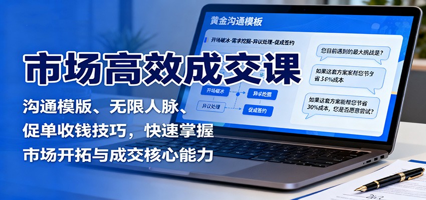 市场高效成交课:沟通模版、无限人脉、促单收钱技巧,快速掌握市场开拓与成交核心能力-创业联盟