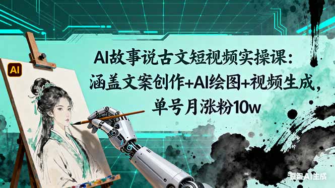 AI故事说古文短视频实操课:涵盖文案创作+AI绘图+视频生成,单号月涨粉10w-星舰联盟