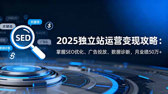 2025独立站运营变现攻略:掌握SEO优化、广告投放、数据诊断,月业绩50万+-星舰联盟