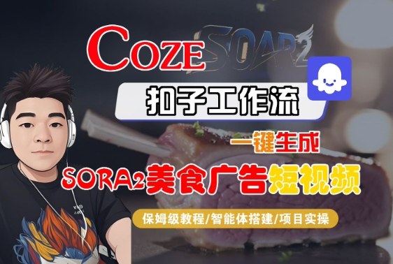 Coze扣子智能体工作流一键生成“SORA2美食广告“短视频,全流程保姆级教学-青年云网创—高质量项目商城