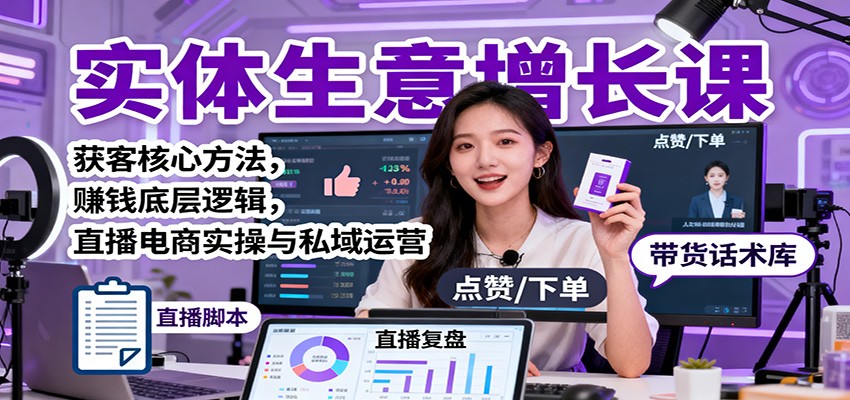 实体生意增长课:获客核心方法,赚钱底层逻辑,直播电商实操与私域运营-飞叔云网创