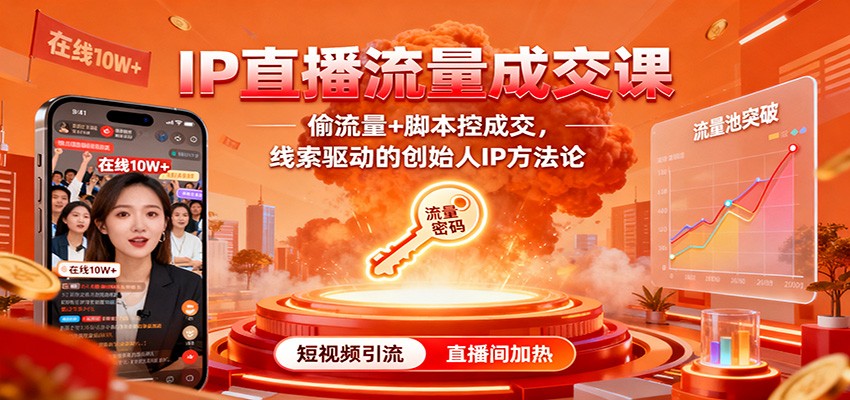 IP直播流量成交课:偷流量+脚本控成交,线索驱动的创始人IP方法论-第一人副业终点站