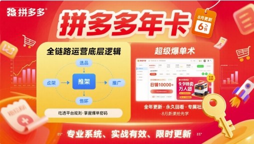 拼多多年卡,拼多多全链路运营底层逻辑,超级爆单术【更新10月】-678网创
