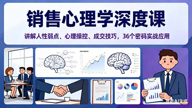 销售心理学深度课,讲解人性弱点、心理操控、成交技巧,36个密码实战应用-安小熙网创平台
