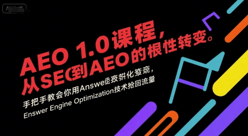 AEO 1.0 课程,从SEO到AE0的基命性转变,手把手教会你用AnswerEngineOptimization技术抢回流量(更新)-安小熙网创平台
