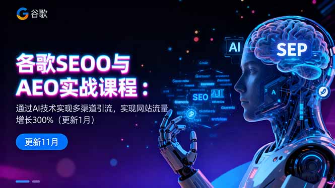 谷歌SEO与AEO实战课程:通过AI技术实现多渠道引流,实现网站流量增长300%-安小熙网创平台