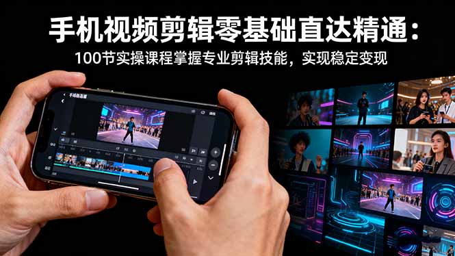 手机视频剪辑零基础直达精通:100节实操课程掌握专业剪辑技能,实现稳…-安小熙网创平台